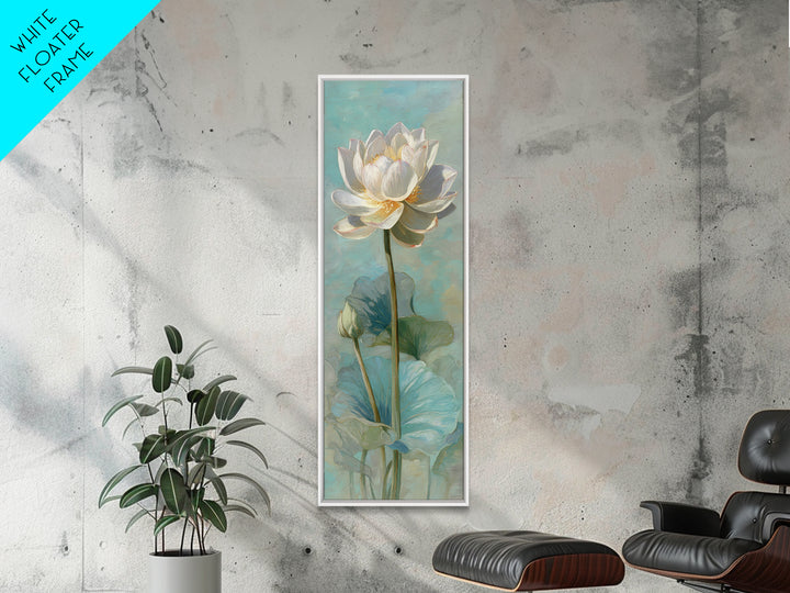 Lotus Flower with Soft Golden Glow Framed Canvas Print, Yoga Studio Art, Zen Wall Art, Yoga Studio Decor, Fine Art, Balance, YSA-1x3-87