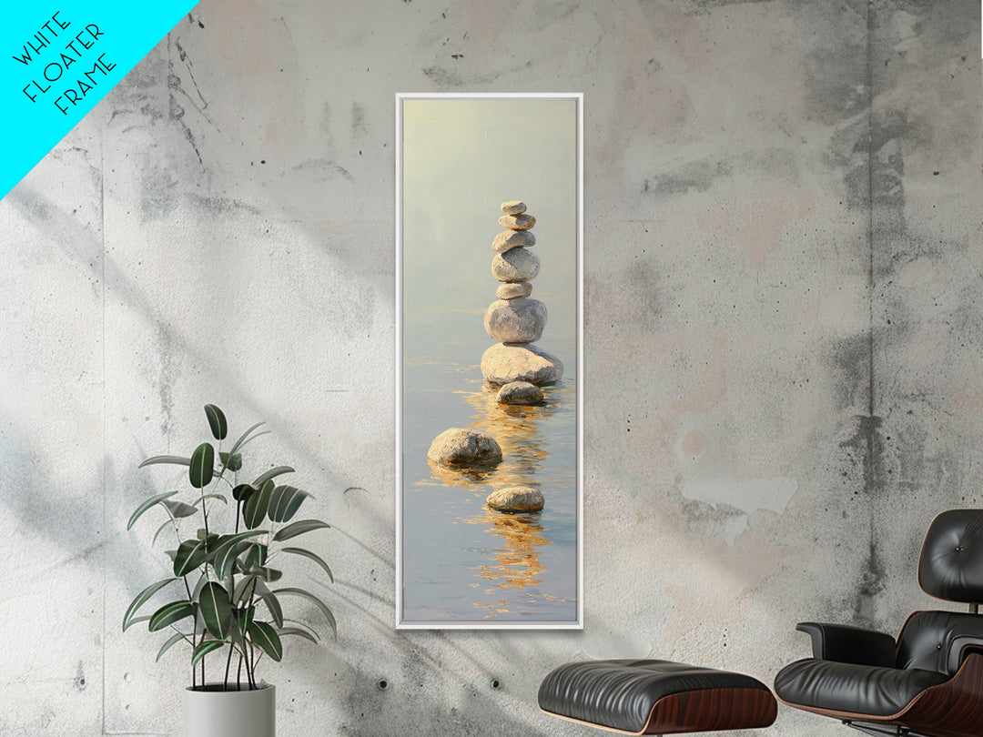 Balanced Stones Beside Calm Water Canvas Print, Yoga Studio Art, Wall Art Printable, Yoga Studio Decor, Fine Art, Balance, YSA-1x3-88