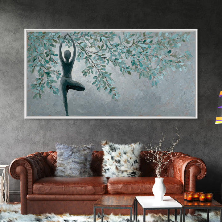 Tree Pose Figure Canvas Print, Yoga Studio Art, Boho Decor, Yoga Studio Decor, Balance, Bookshelf Decor, Printable Art, YSA-2x1-2