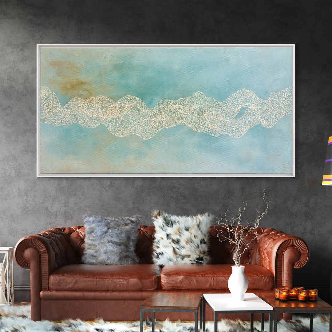 Abstract Breath Waves Framed Canvas Print, Yoga Studio Art, Minimalist Wall Art, Yoga Studio Decor, Fine Art, Balance, YSA-2x1-3