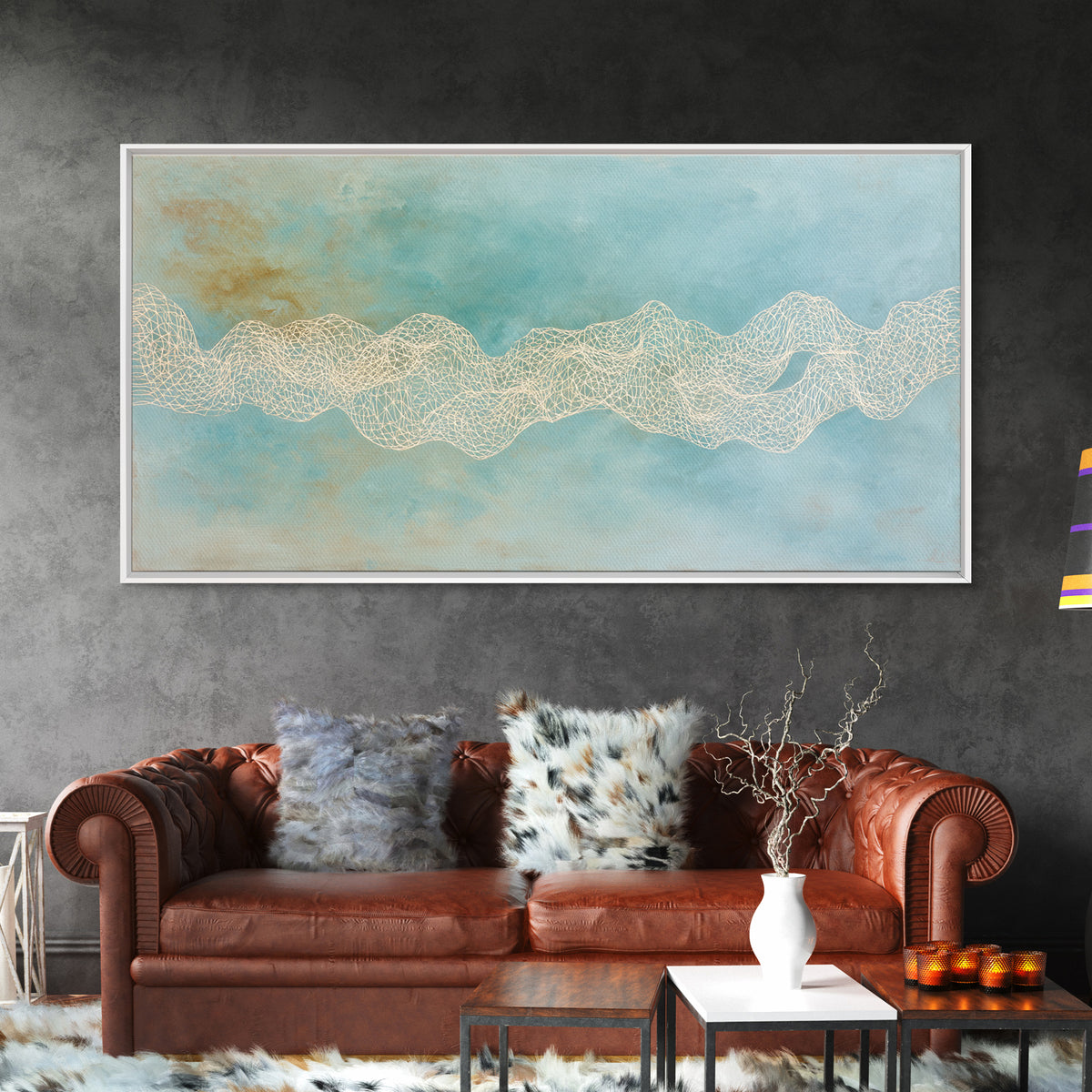 Abstract Breath Waves Framed Canvas Print, Yoga Studio Art, Minimalist Wall Art, Yoga Studio Decor, Fine Art, Balance, YSA-2x1-3
