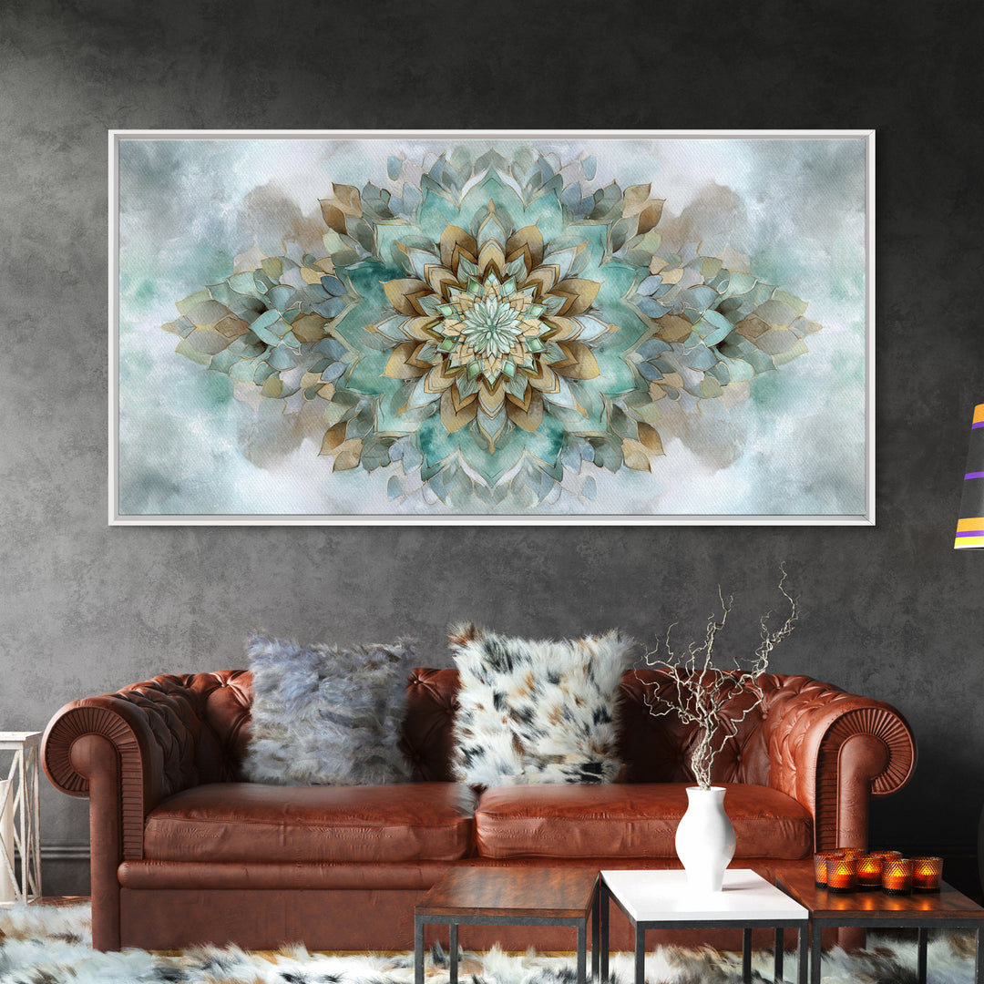 Mandala in Soft Earth Tones Canvas Print, Yoga Studio Art, Wall Art Print, Yoga Studio Decor, Oil Painting, Balance, Yoga Gift, YSA-2x1-77