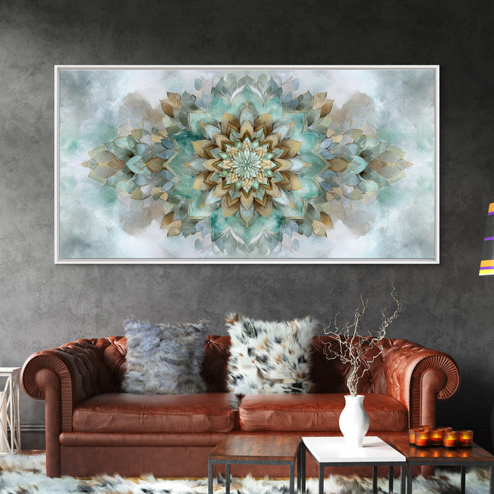 Mandala in Soft Earth Tones Canvas Print, Yoga Studio Art, Wall Art Print, Yoga Studio Decor, Oil Painting, Balance, Yoga Gift, YSA-2x1-77