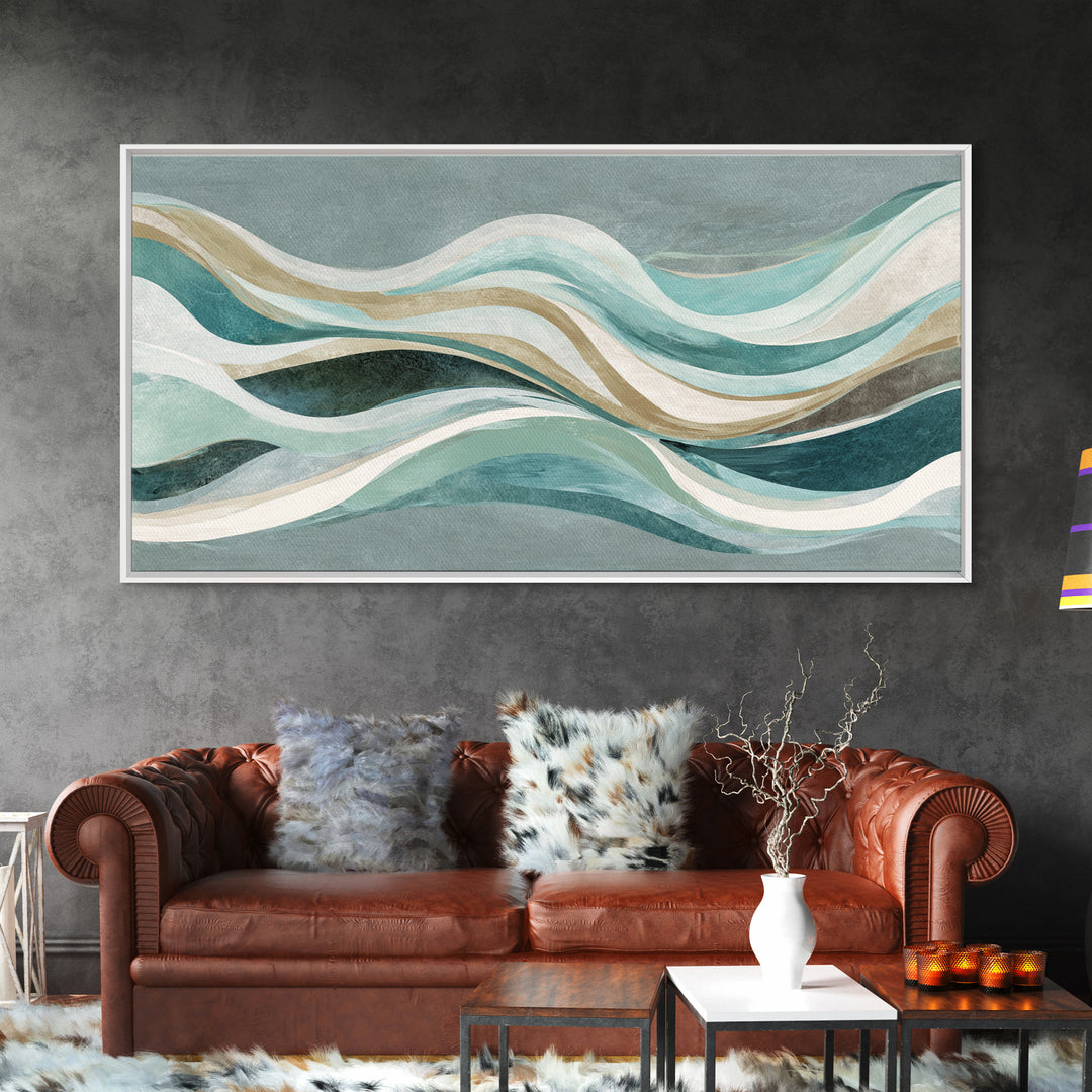 Abstract Breath Waves Framed Canvas Print, Yoga Studio Art, Large Wall Decor, Yoga Studio Decor, Abstract Art, Balance, YSA-2x1-99