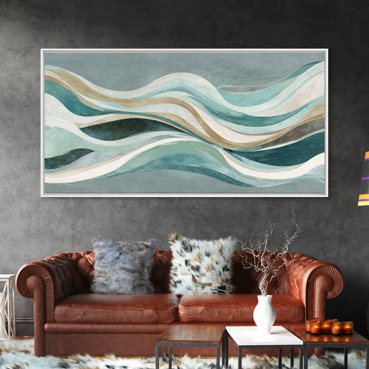 Abstract Breath Waves Framed Canvas Print, Yoga Studio Art, Large Wall Decor, Yoga Studio Decor, Abstract Art, Balance, YSA-2x1-99