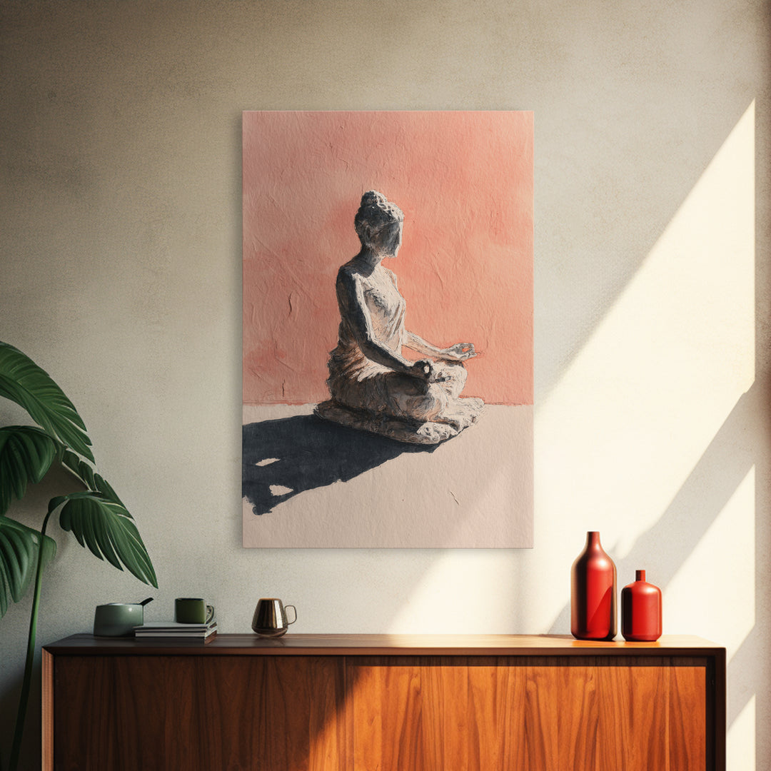 Seated Meditation Figure Framed Canvas Print, Yoga Studio Art, Wall Art Print, Yoga Studio Decor, Fine Art, Balance, Yoga Gift, YSA-2x3-33