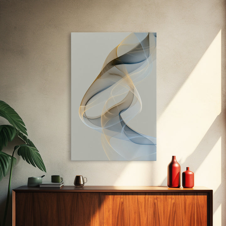 Incense Smoke Forming Abstract Curves Framed Canvas Print, Yoga Studio Art, Living Room Decor, Yoga Studio Decor, Abstract Art, YSA-2x3-53