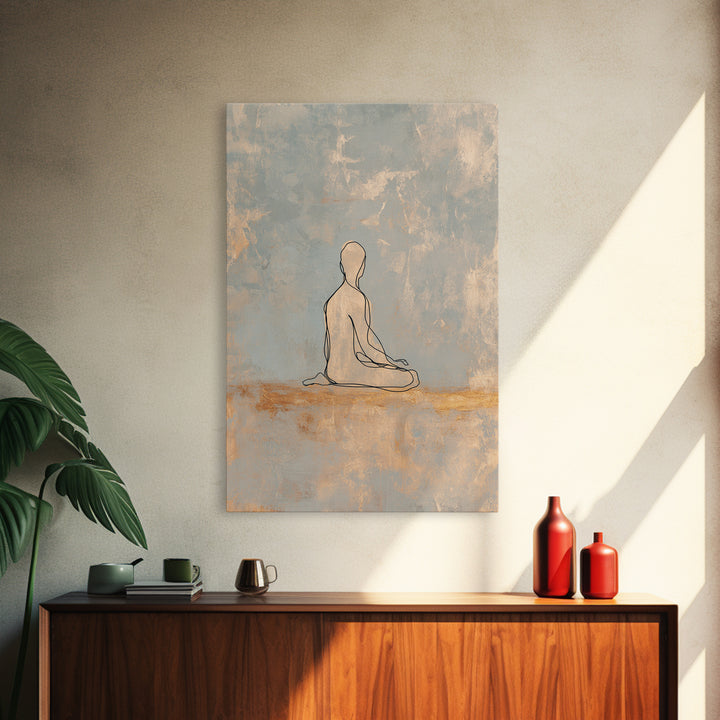 Minimal Yoga Pose Line Drawing Canvas Print, Yoga Studio Art, Bookshelf Decor, Yoga Studio Decor, Abstract Art, Balance, YSA-2x3-82