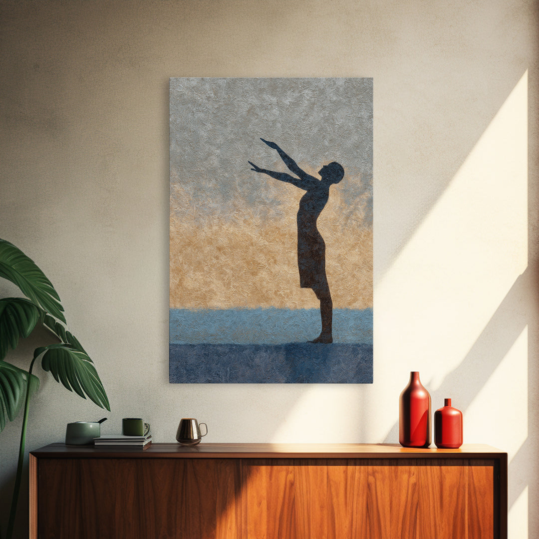 Sun Salutation Silhouette Sequence Without Text Canvas Print, Yoga Studio Art, Living Room Decor, Yoga Studio Decor, Balance, YSA-2x3-88