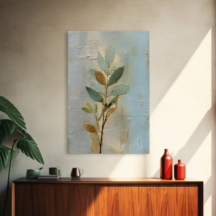 Sage Green Botanical Branch Study Framed Canvas Print, Yoga Studio Art, African American Art, Yoga Studio Decor, Watercolor Art, YSA-2x3-97
