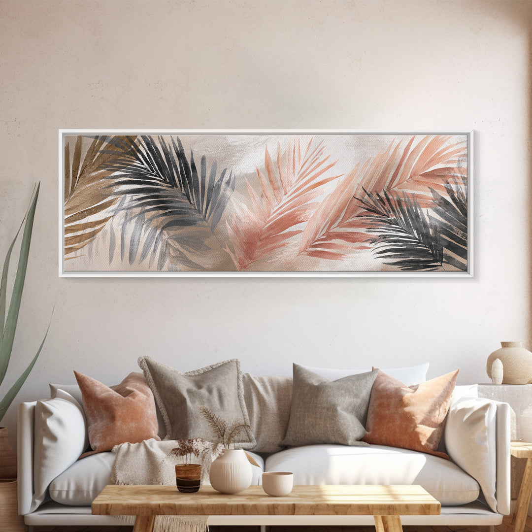 Gentle Palm Leaf Shadow on Plaster Canvas Print, Yoga Studio Art, Black Artists, Yoga Studio Decor, Fine Art, Balance, YSA-3x1-16