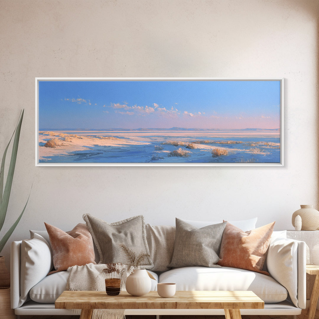 Peaceful Desert Horizon Framed Canvas Print, Yoga Studio Art, Southwest Decor, Yoga Studio Decor, Fine Art, Balance, YSA-3x1-28