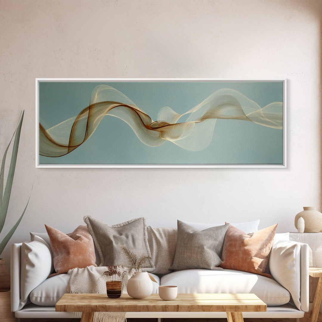 Incense Smoke Forming Abstract Curves Framed Canvas Print, Yoga Studio Art, Nature Prints, Yoga Studio Decor, Abstract Art, YSA-3x1-37