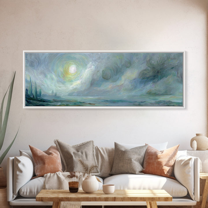 Crescent Moon and Stars Framed Canvas Print, Yoga Studio Art, Metal Wall Decor, Yoga Studio Decor, Fine Art, Balance, YSA-3x1-58