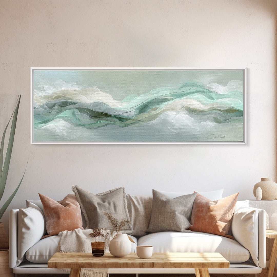 Abstract Breath Waves Canvas Print, Yoga Studio Art, Living Room Wall Art, Yoga Studio Decor, Balance, Black and White Art, YSA-3x1-71