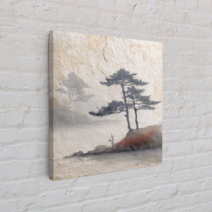 Soft Pine Silhouette Canvas Print, Zen Art, Boho Wall Decor, Living Room Decor, Oil Painting, Zen, Wabi Sabi Art, ZEN-1x1-15
