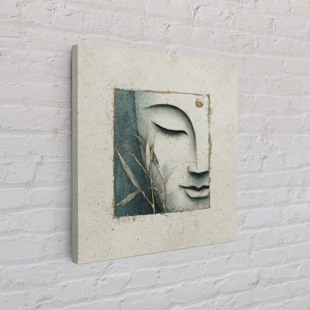 Calm Face with Closed Eyes and Simple Canvas Print, Zen Art, Japanese Decor, Living Room Decor, Fine Art, Zen, Luxury Decor, ZEN-1x1-22