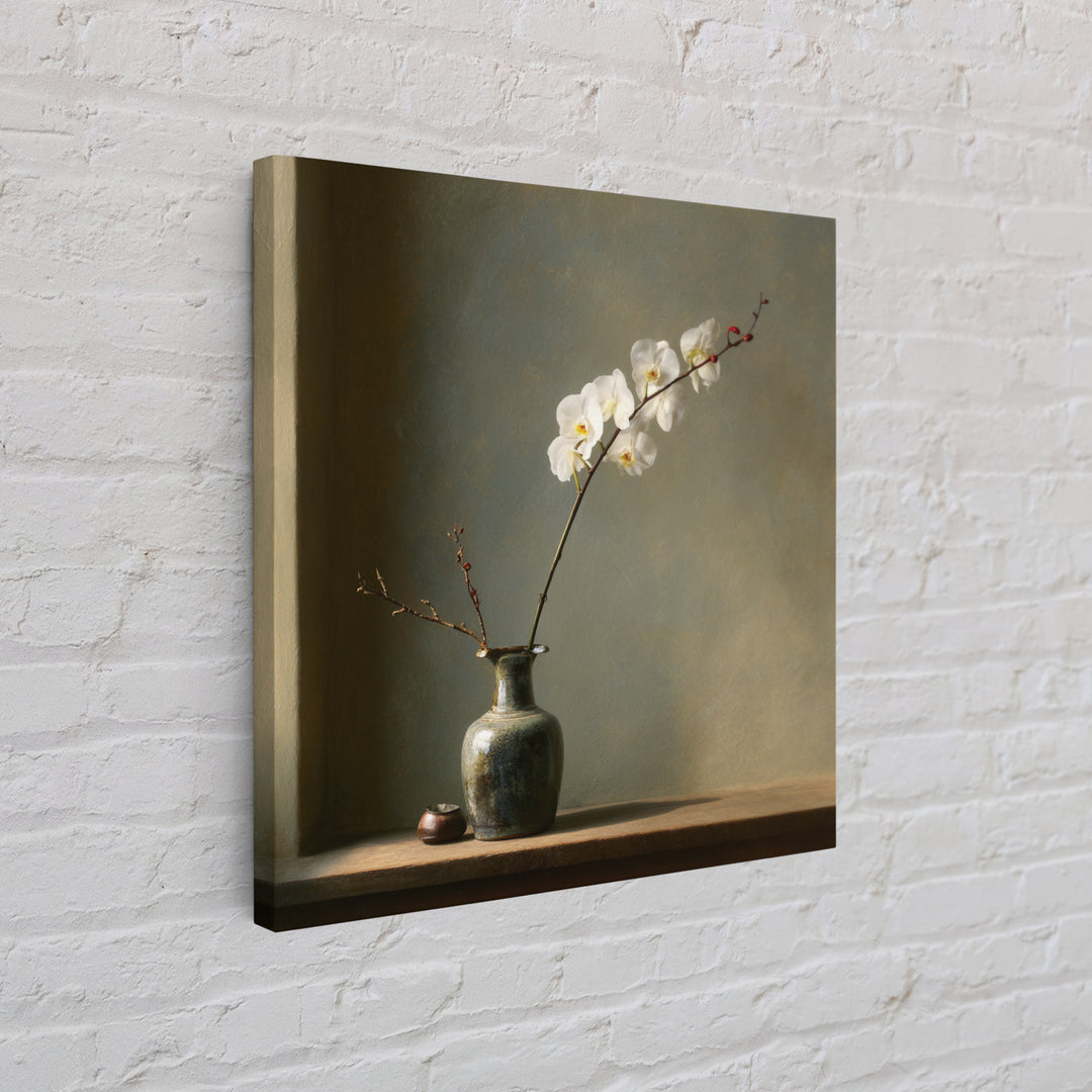 Single Orchid Stem Canvas Print, Zen Art, Living Room Decor, Fine Art, Zen, Japanese Decor, Flower Print, Neutral Wall Art, ZEN-1x1-23