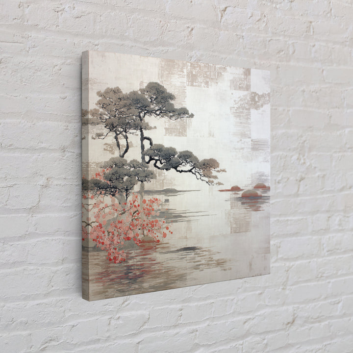 Soft Pine Silhouette Framed Canvas Print, Zen Art, Wabi Sabi Wall Art, Living Room Decor, Fine Art, Zen, Statement Artwork, ZEN-1x1-39