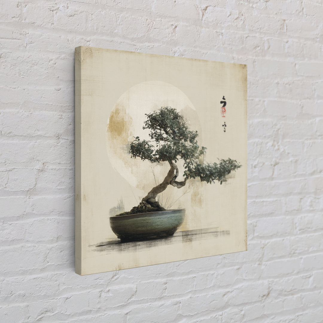 Bonsai Tree in Simple Ceramic Pot Canvas Print, Zen Art, Beach Decor, Living Room Decor, Fine Art, Zen, Modern Decor, ZEN-1x1-60
