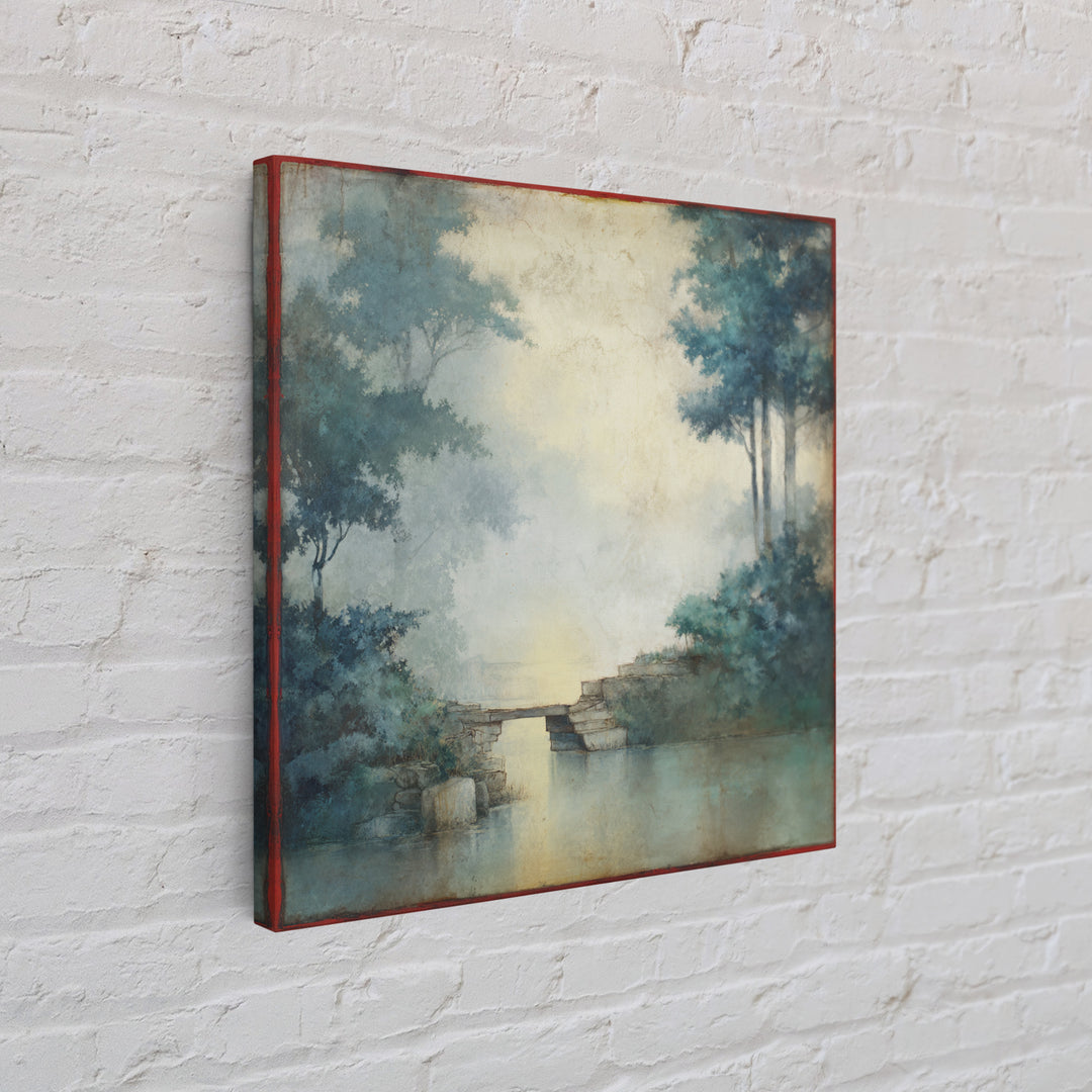 Japanese Garden Bridge Implied Through Shapes Framed Canvas Print, Zen Art, Statement Artwork, Living Room Decor, Fine Art, Zen, ZEN-1x1-62