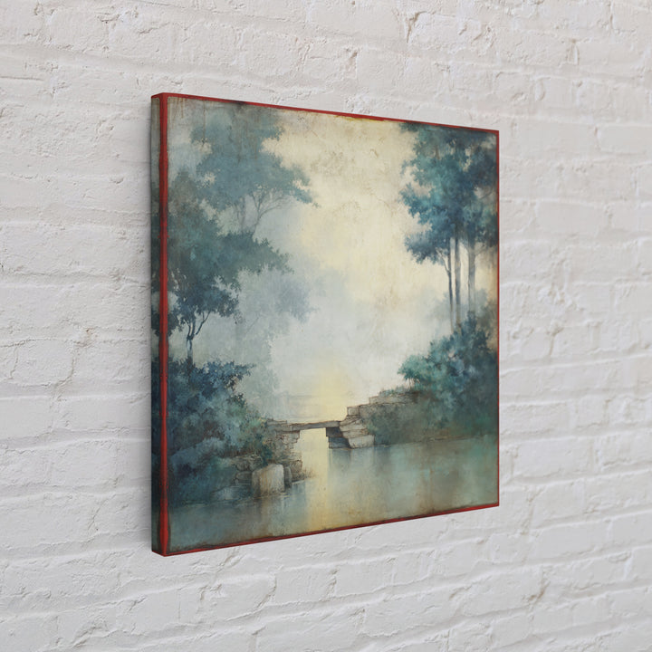 Japanese Garden Bridge Implied Through Shapes Framed Canvas Print, Zen Art, Statement Artwork, Living Room Decor, Fine Art, Zen, ZEN-1x1-62