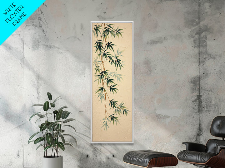 Minimal Bamboo Leaves Framed Canvas Print, Zen Art, Art Print, Living Room Decor, Fine Art, Zen, Boho Wall Decor, Japanese Art, ZEN-1x3-29