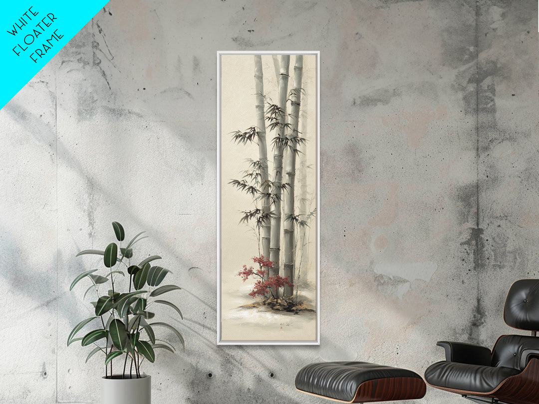 Bamboo Stalks in Sparse Ink Wash Framed Canvas Print, Zen Art, Minimalist Decor, Living Room Decor, Zen, Printable Art, ZEN-1x3-62