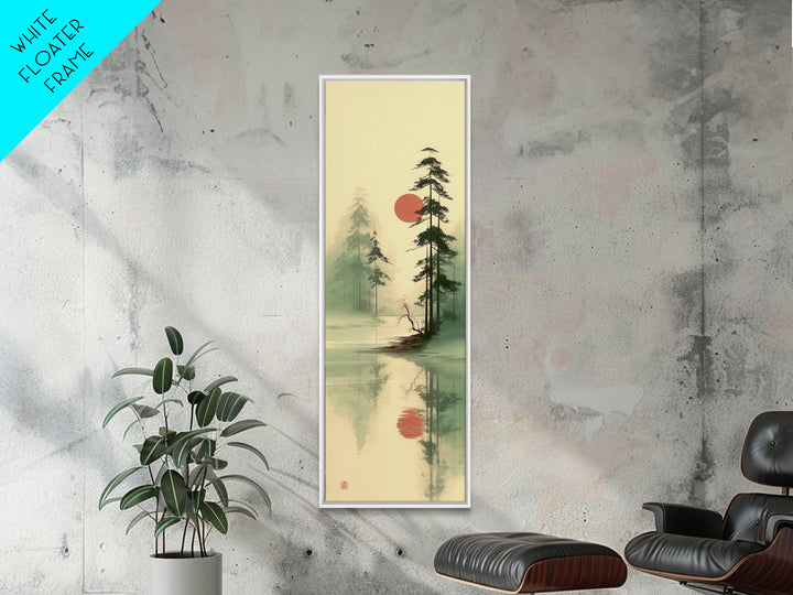 Moon Reflected in Quiet Pond Canvas Print, Zen Art, Home Decor, Living Room Decor, Fine Art, Zen, Boho Wall Art, Garden Art, ZEN-1x3-94