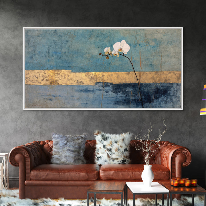 Single Orchid Stem Framed Canvas Print, Zen Art, Contemporary Art, Living Room Decor, Fine Art, Zen, Wall Art, Home Decor, ZEN-2x1-19