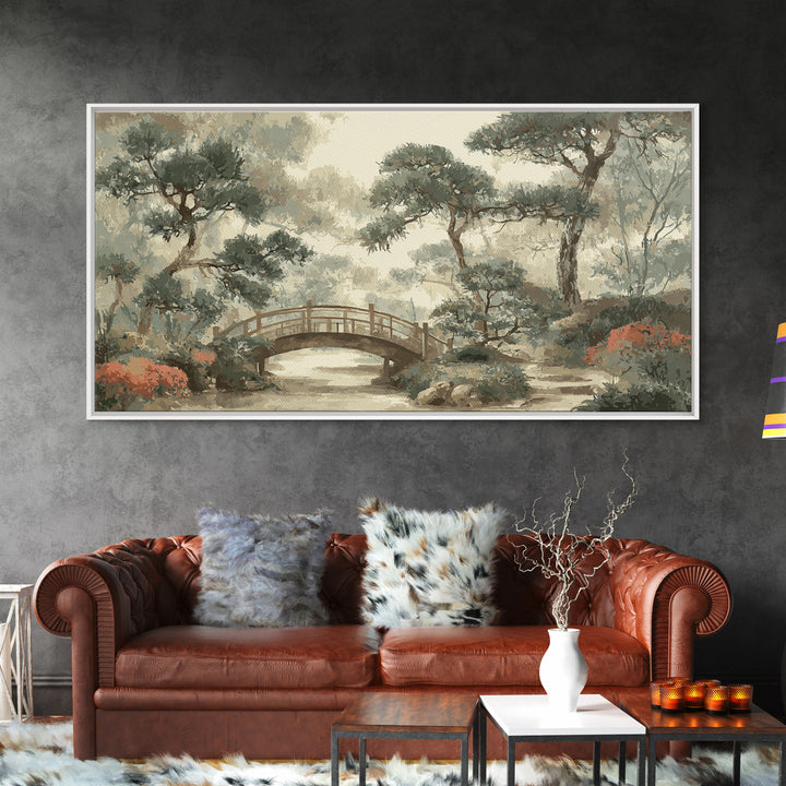 Japanese Garden Bridge Implied Through Shapes Canvas Print, Zen Art, Abstract Art, Living Room Decor, Watercolor Art, Zen, ZEN-2x1-58