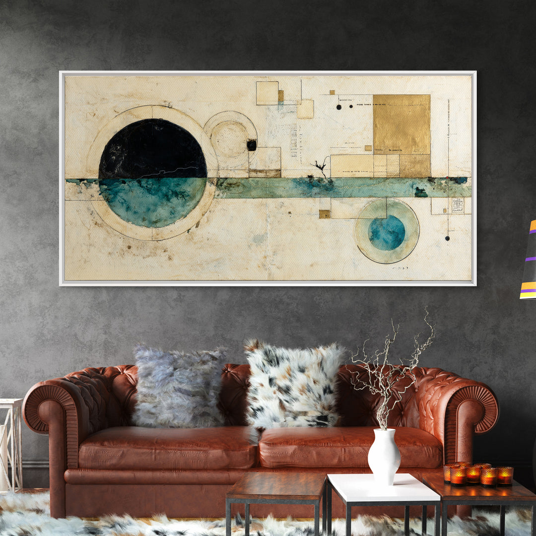 Abstract Balance of Circle Square and Line Canvas Print, Zen Art, Minimalist Wall Art, Living Room Decor, Abstract Art, Zen, ZEN-2x1-63