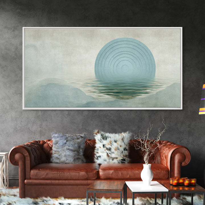 Water Ripple Circle Framed Canvas Print, Zen Art, Digital Print, Living Room Decor, Fine Art, Zen, Extra Large Wall Art, ZEN-2x1-9