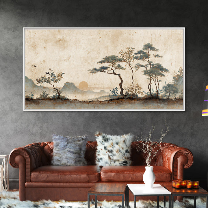 Raked Sand Garden Pattern from Above Canvas Print, Zen Art, Boho Wall Art, Living Room Decor, Watercolor Art, Zen, Flower Print, ZEN-2x1-98