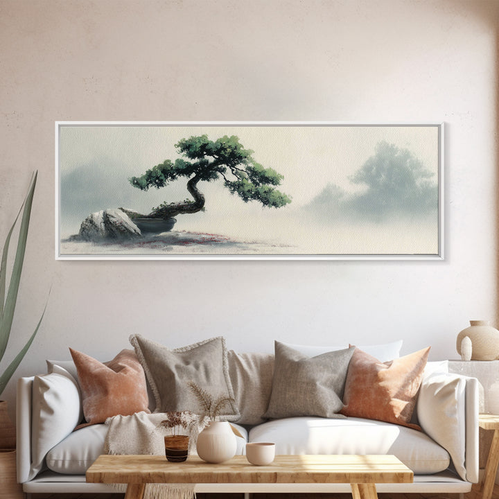 Bonsai Tree in Simple Ceramic Pot Canvas Print, Zen Art, Living Room Decor, Abstract Art, Zen, Abstract Painting, ZEN-3x1-100