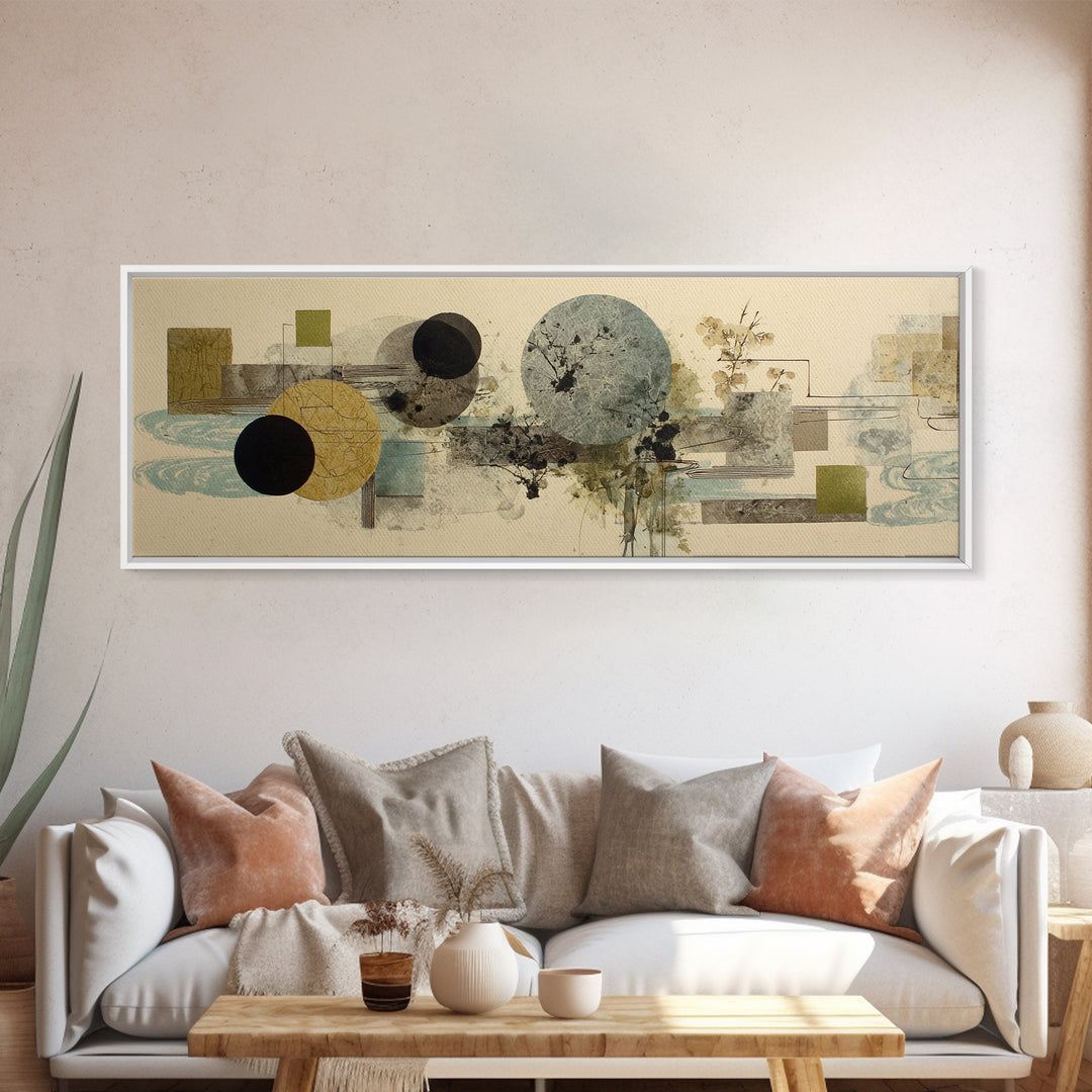 Abstract Balance of Circle Square and Line Canvas Print, Zen Art, Art, Living Room Decor, Zen, Garden Art, Japanese Wall Art, ZEN-3x1-35