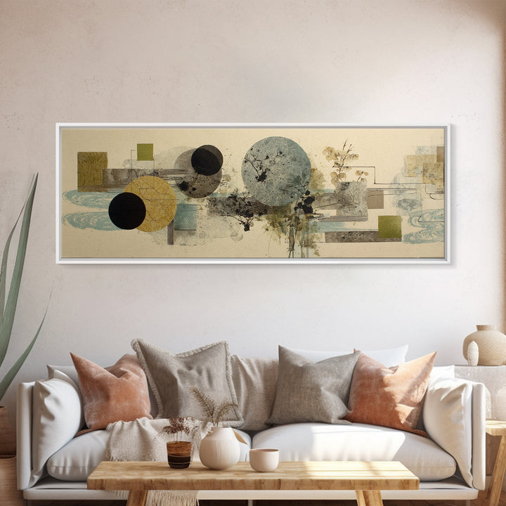 Abstract Balance of Circle Square and Line Canvas Print, Zen Art, Art, Living Room Decor, Zen, Garden Art, Japanese Wall Art, ZEN-3x1-35