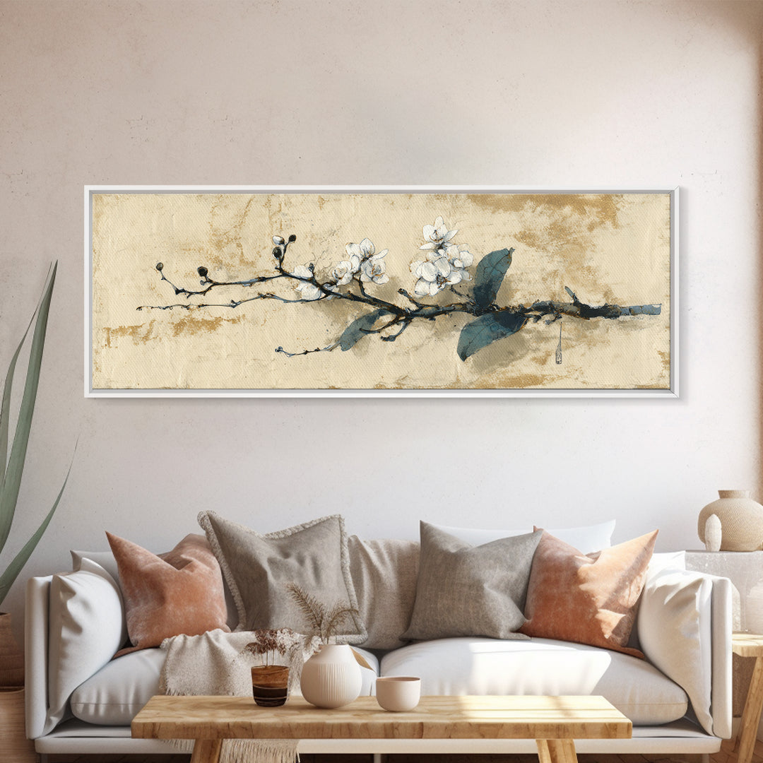 Single Orchid Stem Framed Canvas Print, Zen Art, Wall Decor, Living Room Decor, Zen, Japanese Wall Art, Boho Wall Decor, ZEN-3x1-63