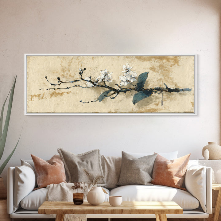 Single Orchid Stem Framed Canvas Print, Zen Art, Wall Decor, Living Room Decor, Zen, Japanese Wall Art, Boho Wall Decor, ZEN-3x1-63