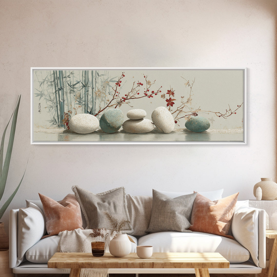 Smooth Pebbles Arranged Canvas Print, Zen Art, Japanese Art, Living Room Decor, Fine Art, Zen, Contemporary Art, Gallery Decor, ZEN-3x1-75