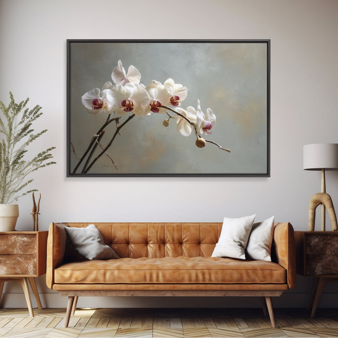Single Orchid Stem Framed Canvas Print, Zen Art, Wall Art, Living Room Decor, Fine Art, Zen, Boho Wall Art, Garden Art, ZEN-3x2-27