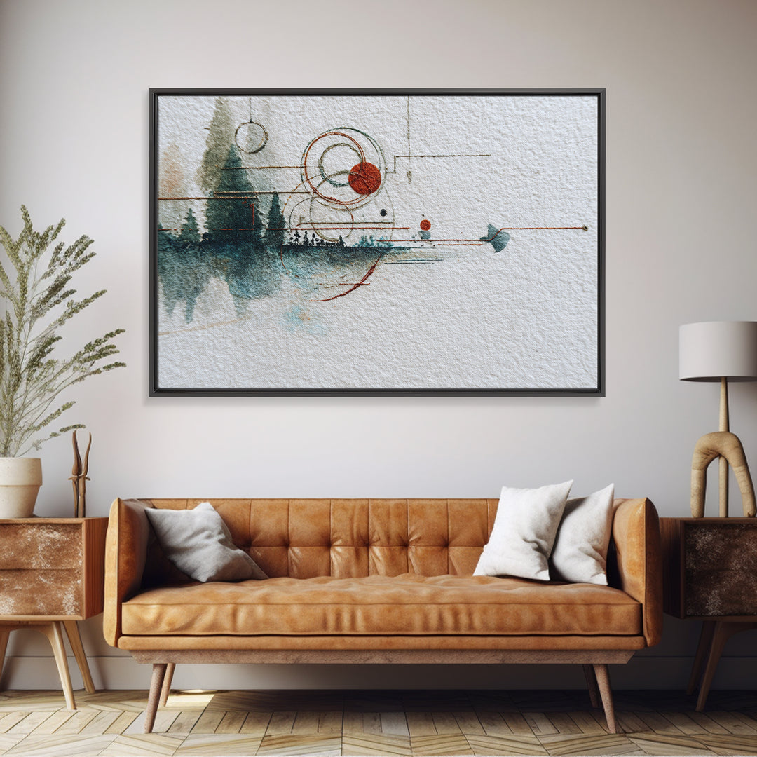 Abstract Balance of Circle Square and Line Framed Canvas Print, Zen Art, Abstract Painting, Living Room Decor, Fine Art, Zen, ZEN-3x2-47