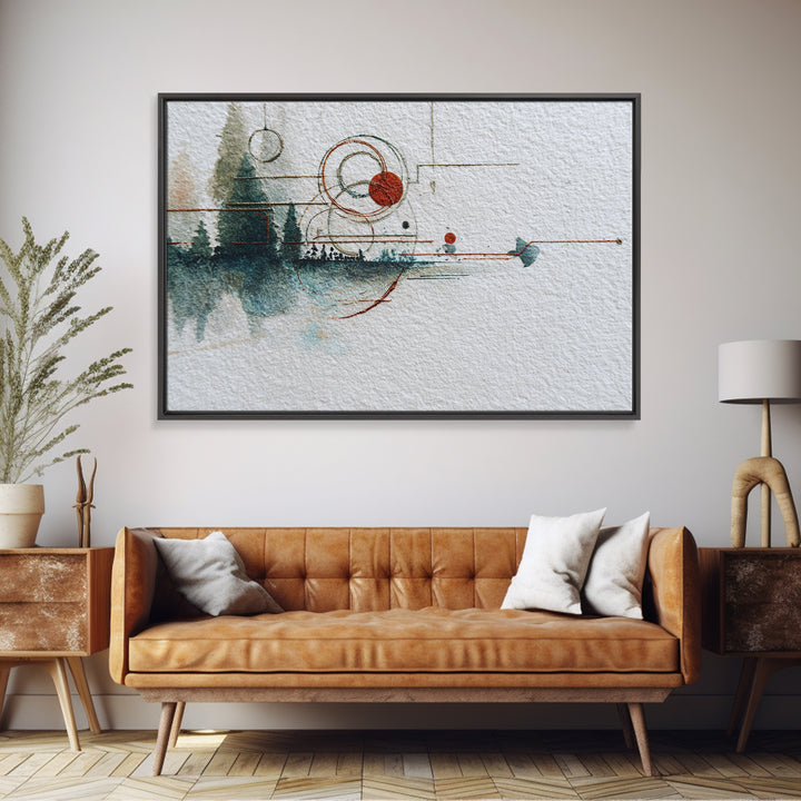 Abstract Balance of Circle Square and Line Framed Canvas Print, Zen Art, Abstract Painting, Living Room Decor, Fine Art, Zen, ZEN-3x2-47