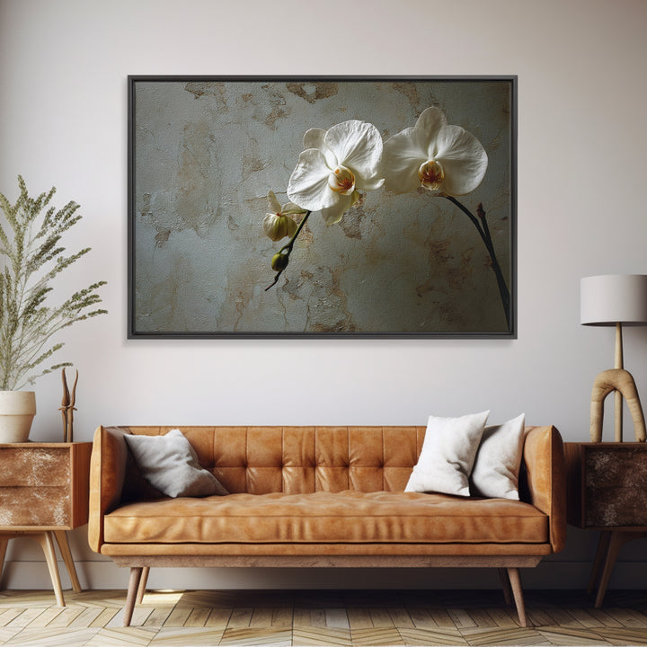Single Orchid Stem Canvas Print, Zen Art, Original Painting, Living Room Decor, Zen, Abstract Painting, Japandi Wall Art, ZEN-3x2-51