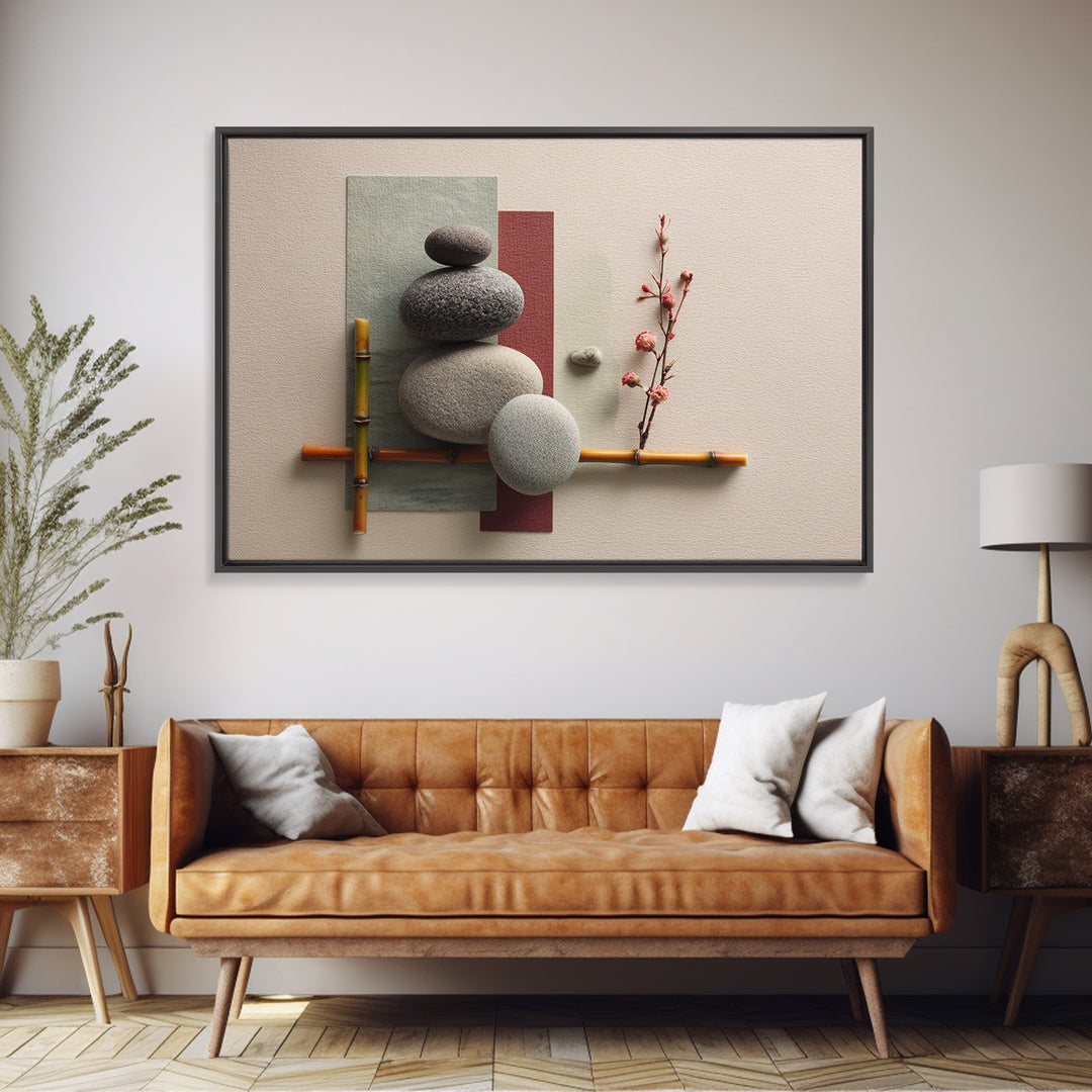 Smooth Pebbles Arranged Framed Canvas Print, Zen Art, Fine Art Print, Living Room Decor, Fine Art, Zen, Printable Wall Art, ZEN-3x2-63