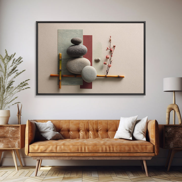 Smooth Pebbles Arranged Framed Canvas Print, Zen Art, Fine Art Print, Living Room Decor, Fine Art, Zen, Printable Wall Art, ZEN-3x2-63