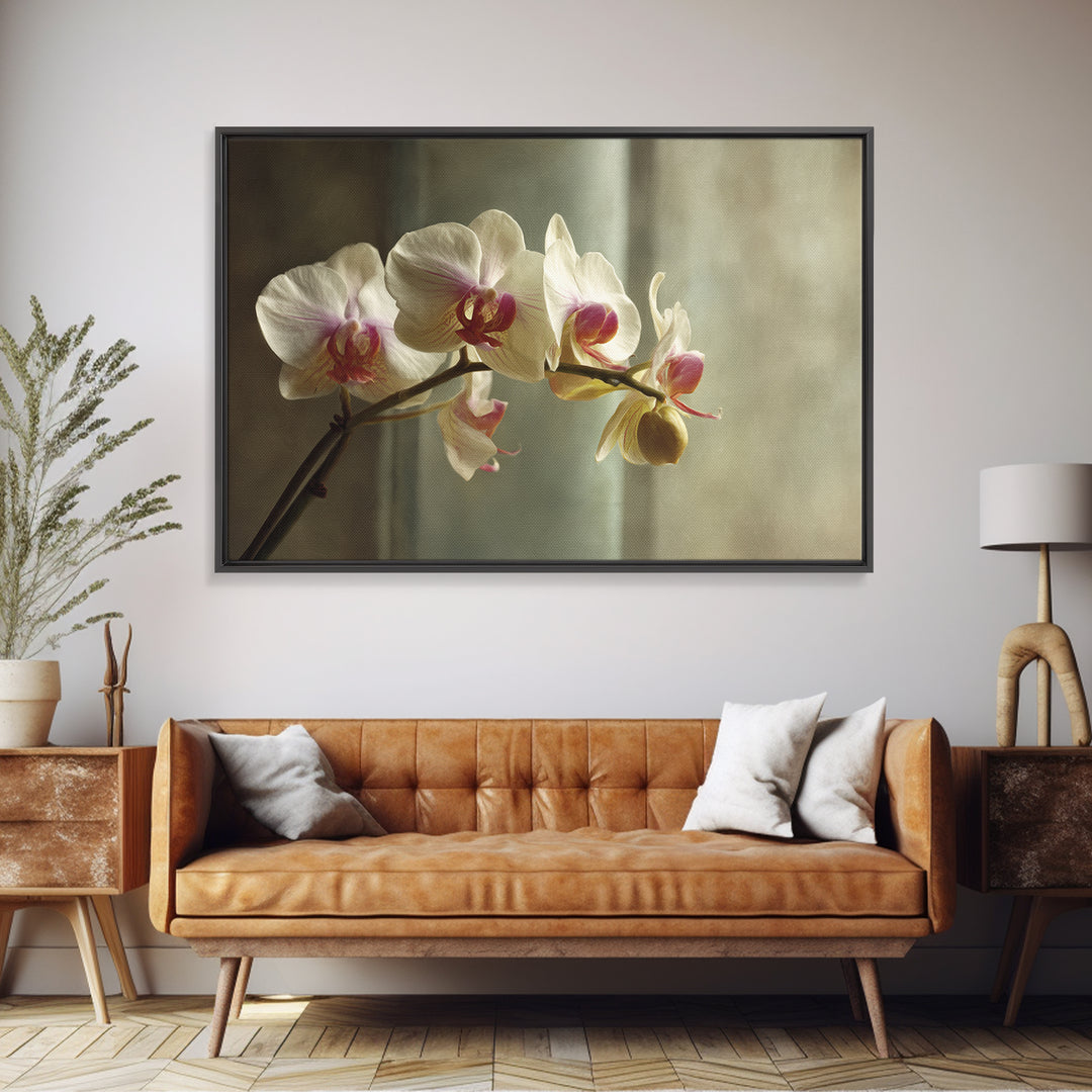 Single Orchid Stem Framed Canvas Print, Zen Art, Extra Large Wall Art, Living Room Decor, Zen, Boho Decor, Luxury Decor, ZEN-3x2-99