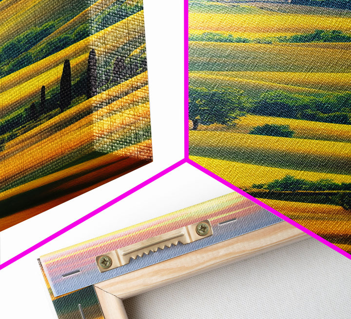 Italian Countryside at Sunset, Italy Art, Framed Canvas Print, Ready To Hang Framed Wall Art, Living Room Wall Hanging