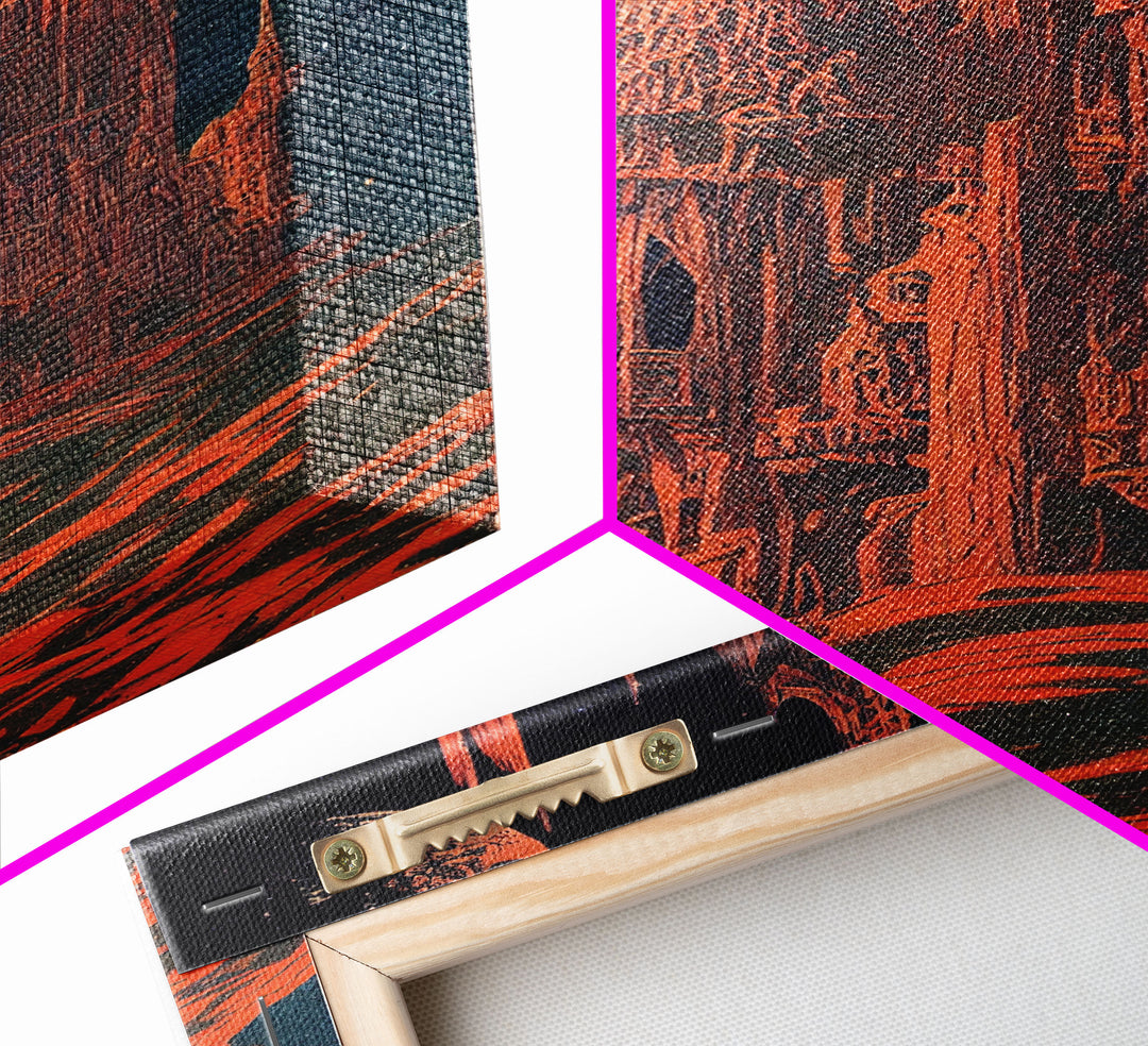 Gothic Red Eerie Castle Fine Art Print, Wall Poster, Wall Art Print