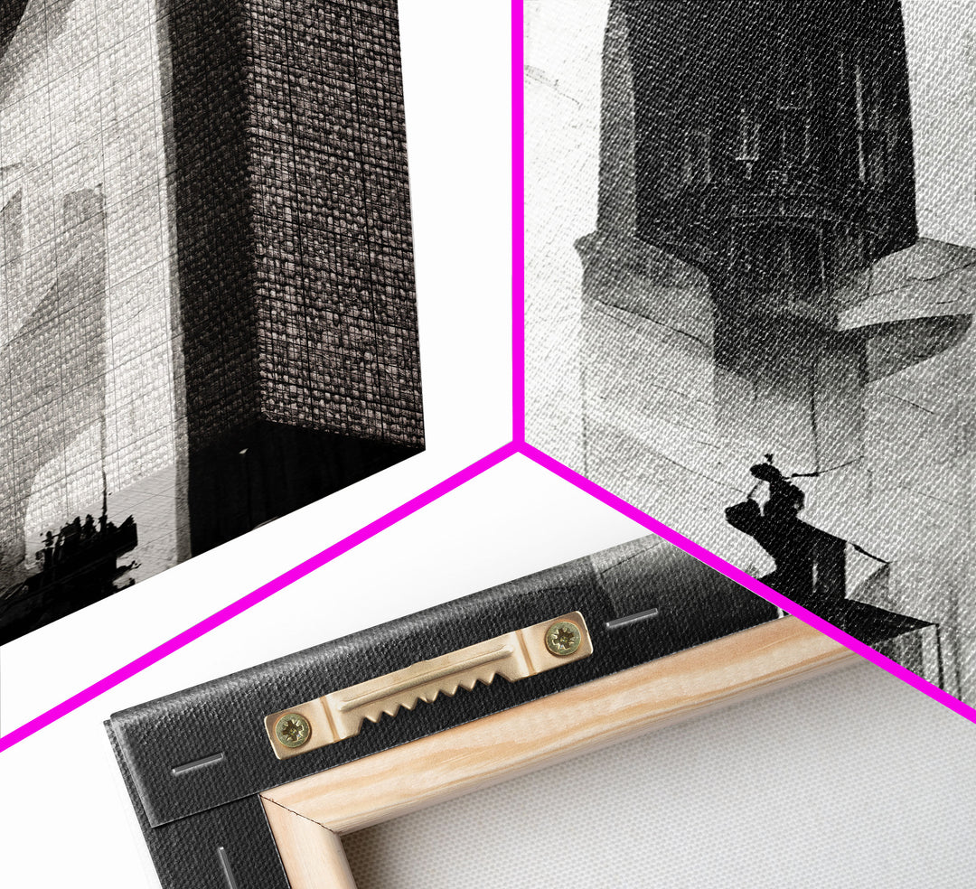 Vintage Style Art Deco Statue Study, Framed Canvas Print, Retro Style Wall Art, 1920s - 1930s style Art